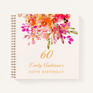 Floral Romantisches 60. Geburtstagsgast-Buch Notizbuch