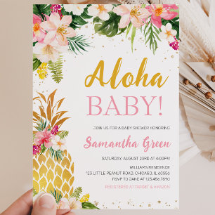 Floral Rosa Ananas-Baby-Party Einladung