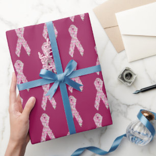 Floral rosa Brustkrebs Überleben Ribbon Geschenkpapier