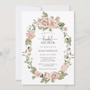 Floral Rosa Rosen Brautparty Einladung