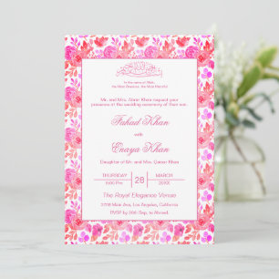 Floral Rosa Rosen Islamische Muslimische Nikkah-Ho Einladung
