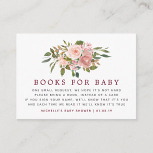 Floral rosafarbene und burgunderfarbene Babyparty- Begleitkarte