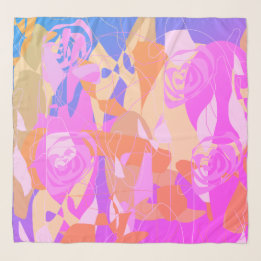 Floral rose and pink scarf schal