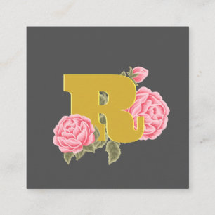 Floral Rose Anfangsbuchstabe Monogramm Name Couple Quadratische Visitenkarte