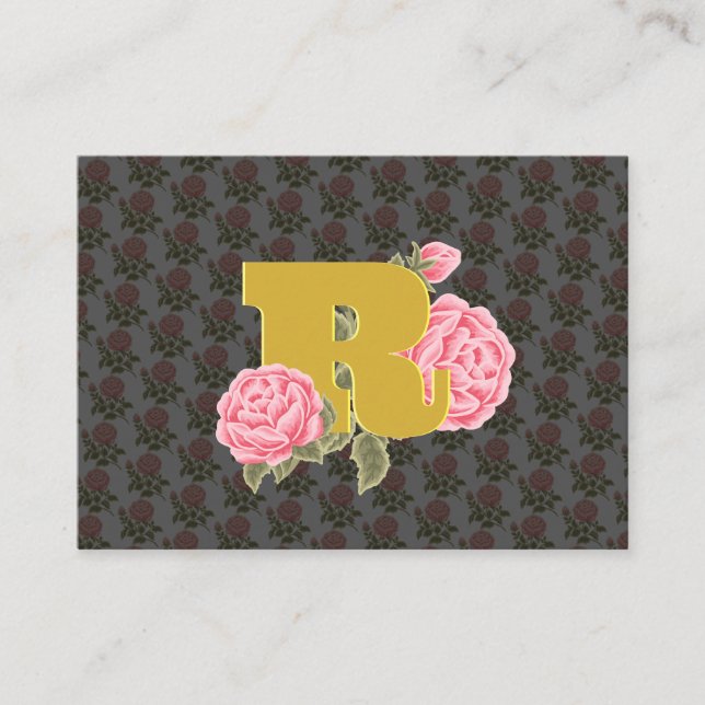Floral Rose Anfangsbuchstabe Monogramm Name Couple Visitenkarte (Vorderseite)