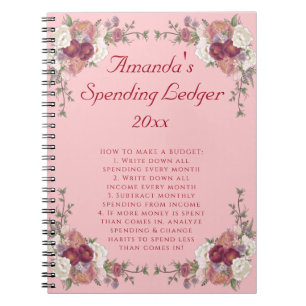 Floral Rose Budget Ledger Einsteiger Notebook Notizblock