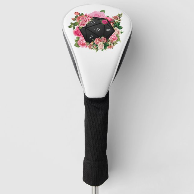 Floral Rose D20 Tabletop RPG Gaming Würfel Golf Headcover (Vorderseite)