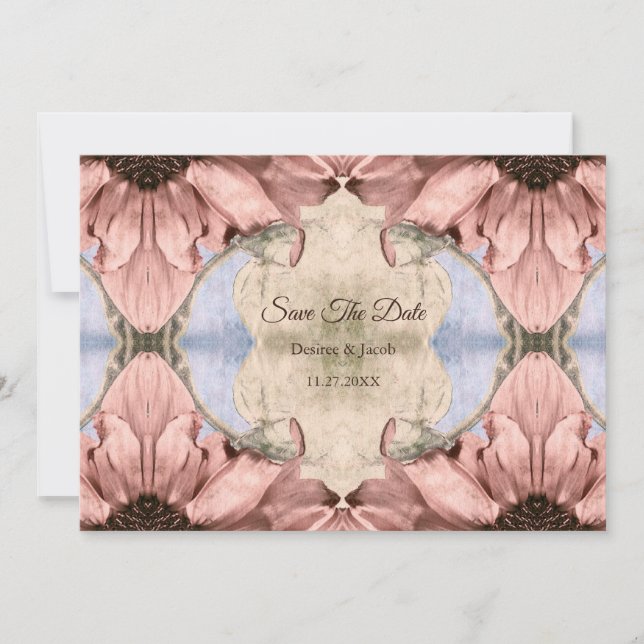 Floral Rose Gold Blush Pink Save The Date Ankündigung (Vorderseite)