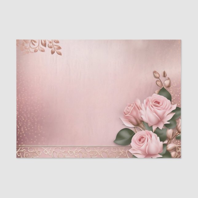 Floral Rose Gold Botanisch Seidenpapier (Vorderseite)