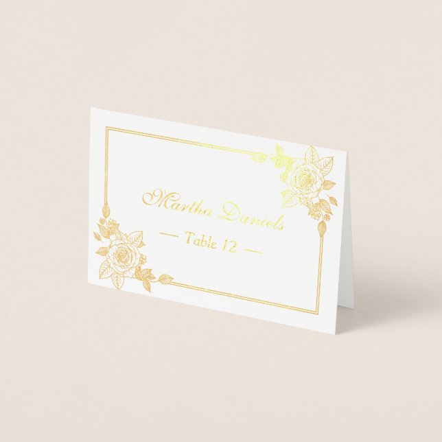 Floral Rose Gold Foil Table Place Escortkarte Folienkarte (Vorderseite)
