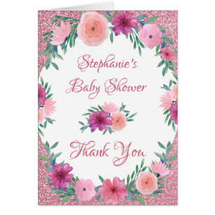 Floral Rose Gold Glitzer Kinderdusche Vielen Dank