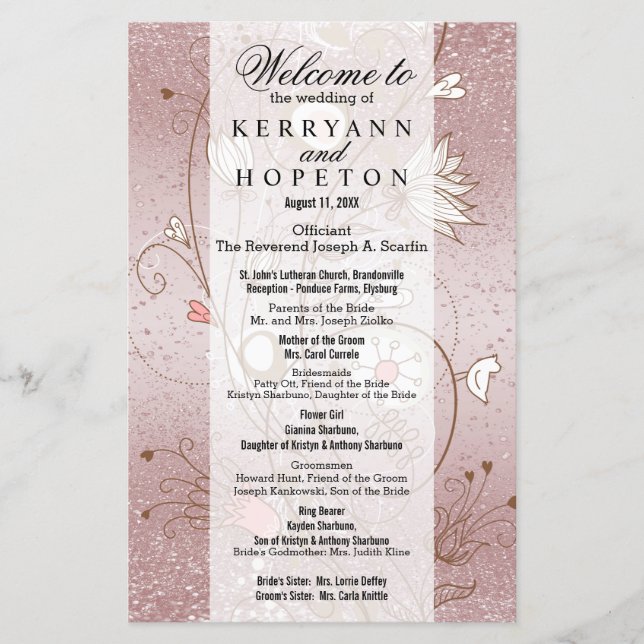 Floral Rose Gold Glitzer - Programm (Vorderseite)