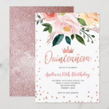 Floral Rose Gold Mexikanischer Königin Geburtstag