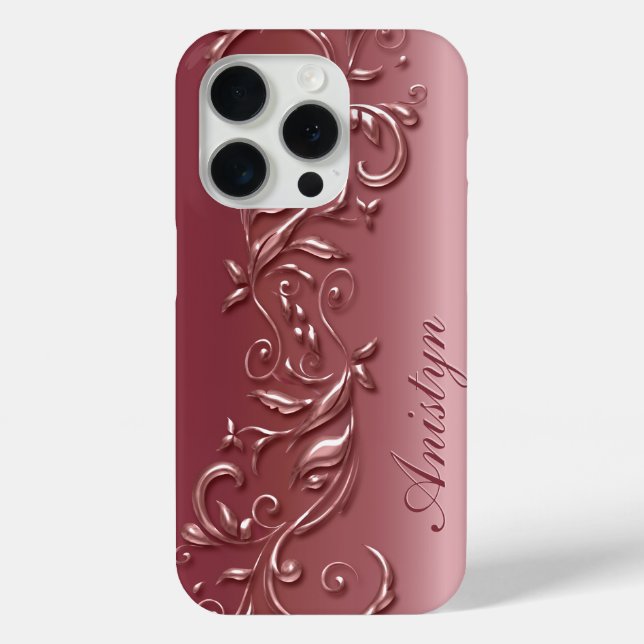 Floral Rose Gold - Personalisiert Case-Mate iPhone Hülle (Rückseite)