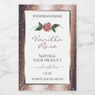 Floral Rose Gold Soft Glitzer Weiße Produktmarken Lebensmitteletikett