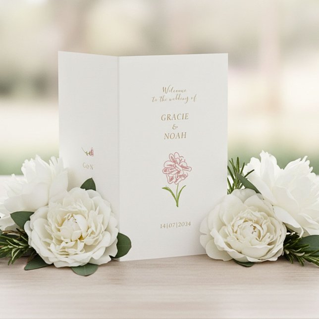 Floral Rose Hochzeitsprogramm für Elfenbein (Von Creator hochgeladen)