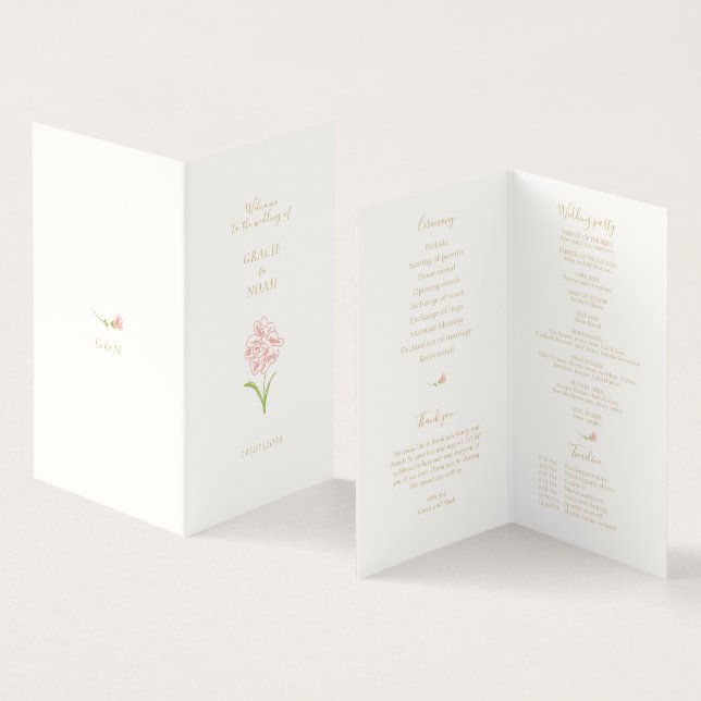 Floral Rose Hochzeitsprogramm für Elfenbein (Innenseite und Außenseite)