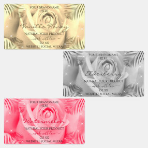 Floral Rose Light Cream Gray Pink Produktmarken Etiketten