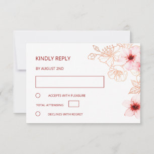 Floral Roségold Hochzeit RSVP Karte