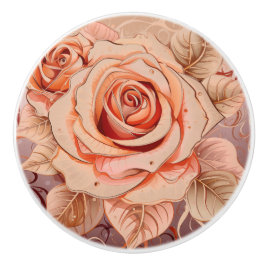Floral Roses Peach Hues  Keramikknauf