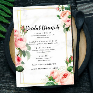 Floral Rosy Blush Bridunch Menü Menükarte