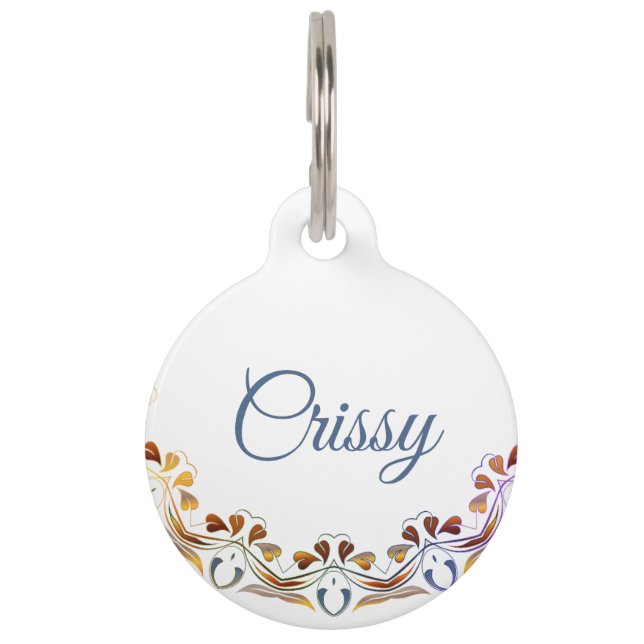 Floral Round Pen Tag Haustiermarke (Vorderseite)