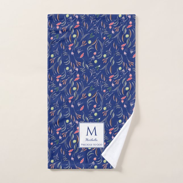 Floral | ROYAL BLUE Monogramm WERTVOLL GOY | Gym Handtuch (Handtuch)