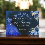 Floral Royal Blue Princess Birthday Quinceanera Save The Date<br><div class="desc">Feiern Sie stilvoll mit der Einladung der Blumenpinke und Goldprinzessin Birthday Quinceñera. Dieses elegante Design besticht durch sanfte rosa Flora und luxuriöse goldene Akzente, die sich perfekt für eine echte und unvergessliche Feier zum 15. Geburtstag eignet. Die Einladung verkörpert Gnade und Raffinesse, passend für eine Prinzessin. Die zarten Blumendetails und...</div>