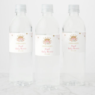 Floral Royal Princess Party Bottle labels Wasserflaschenetikett