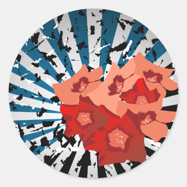 floral runder aufkleber (Vorderseite)