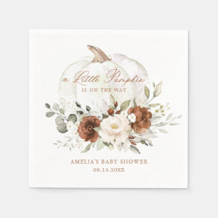 Floral Rust Pumpkin Fall Babydusche Napkins Serviette