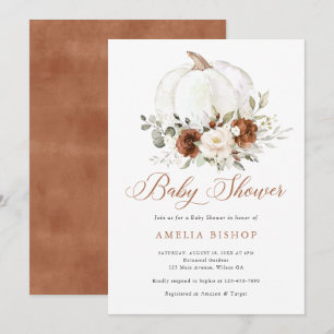 Floral Rust Pumpkin Greenerenerity Fall Baby Showe Einladung