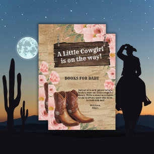 Floral Rustic Cowgirl Boots Baby Dusche Begleitkarte