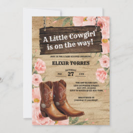 Floral Rustic Cowgirl Boots Baby Dusche Einladung