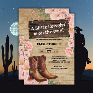 Floral Rustic Cowgirl Boots Baby Dusche Einladung