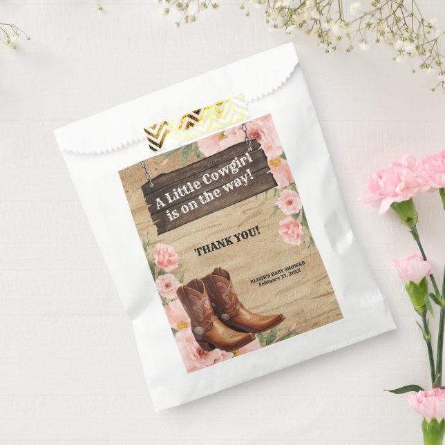 Floral Rustic Cowgirl Boots Baby Dusche Geschenktütchen (Versiegelt)