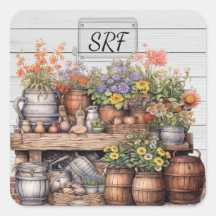 Floral Rustic Garden Sticker Matching Stationer