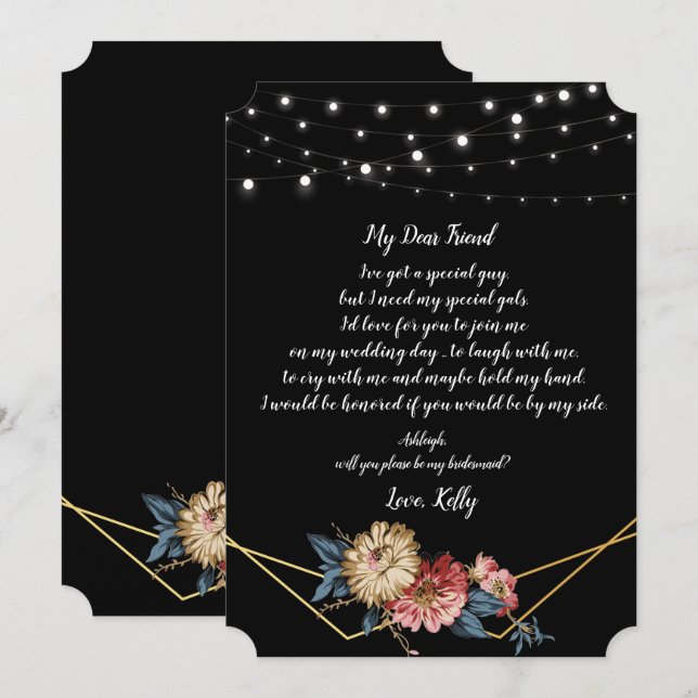 Floral Rustic Magnolia Strin wird meine Brautfrau Einladung (Vorne/Hinten)