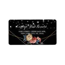 Floral Rustic Magnolia String Lights Adressaufkleber