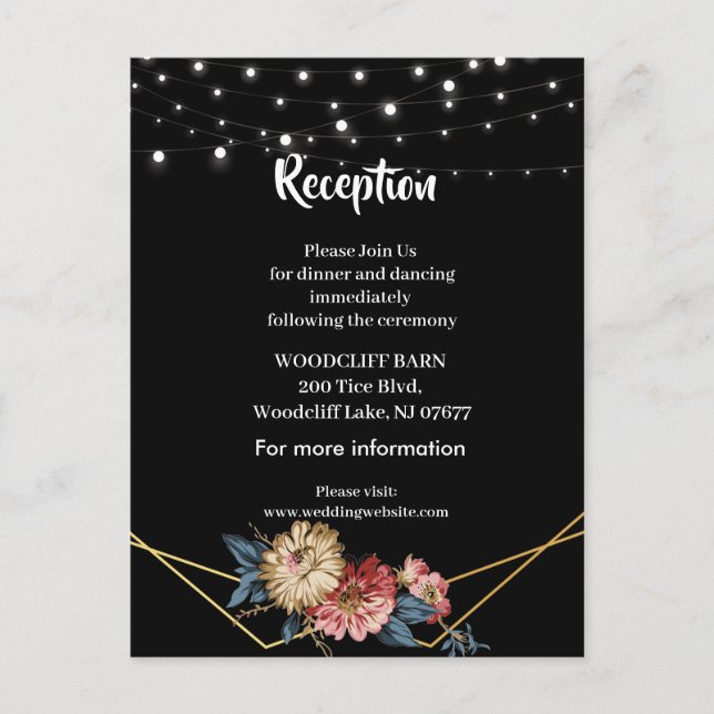 Floral Rustic Magnolia String Lights Ankündigungspostkarte (Vorderseite)