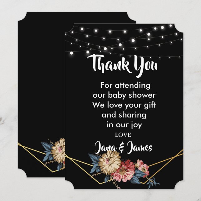 Floral Rustic Magnolia String Lights Vielen Dank Einladung (Vorne/Hinten)