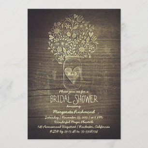 Floral Rustic Mason Jar Barn Brautparty Einladung