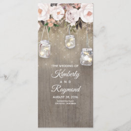 Floral Rustic Mason Jar Lights Hochzeitsprogramme Programm