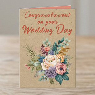 Floral Rustic Wedding Herzlichen Glückwunsch Orang Karte