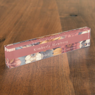 Floral rustikal bunt bohemian botanisch namensplakette