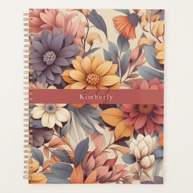 Floral rustikal bunt bohemian botanisch planer (Vorderseite)