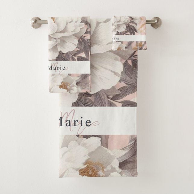 Floral rustikal Vintag elegant grau Badhandtuch Set (Insitu)