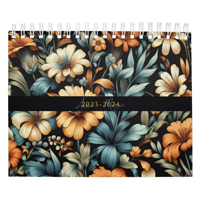 Floral rustikal Vintage elegante schwarz Kalender (Titelbild)