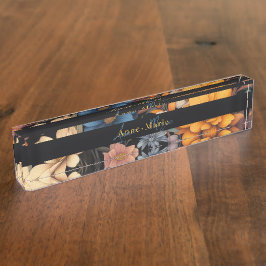 Floral rustikal Vintage elegante schwarz Namensplakette