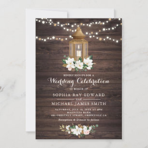 Floral rustikales Holz Lantern Magnolia String Lig Einladung